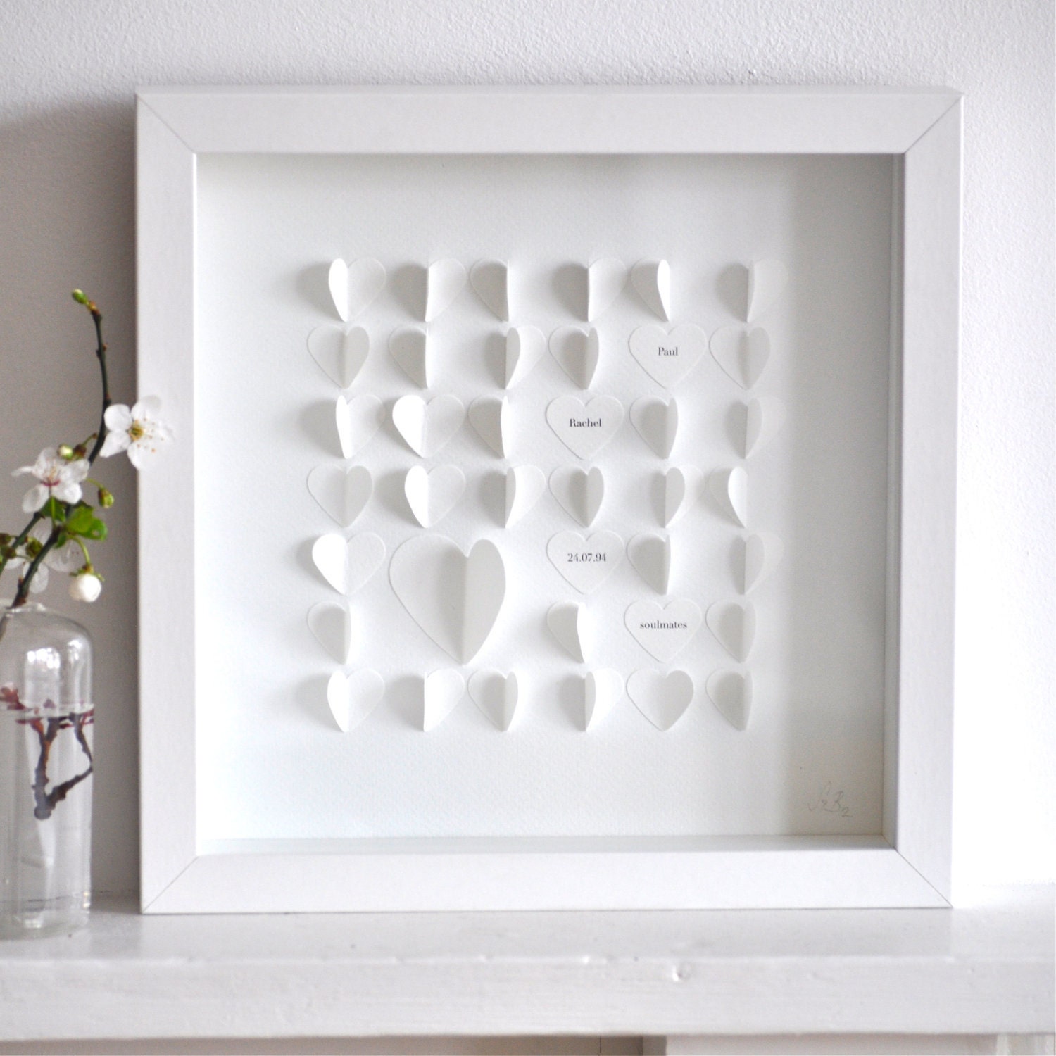 Personalized White Hearts
