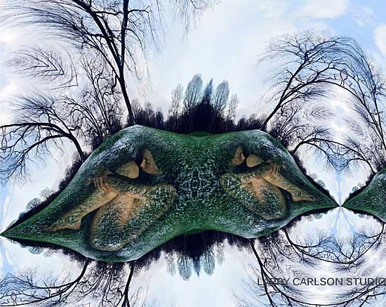 Earth Spirits Cosmic Figure Photo Collage / goddess/ fantasy art / bare trees / winter landscape fine art print