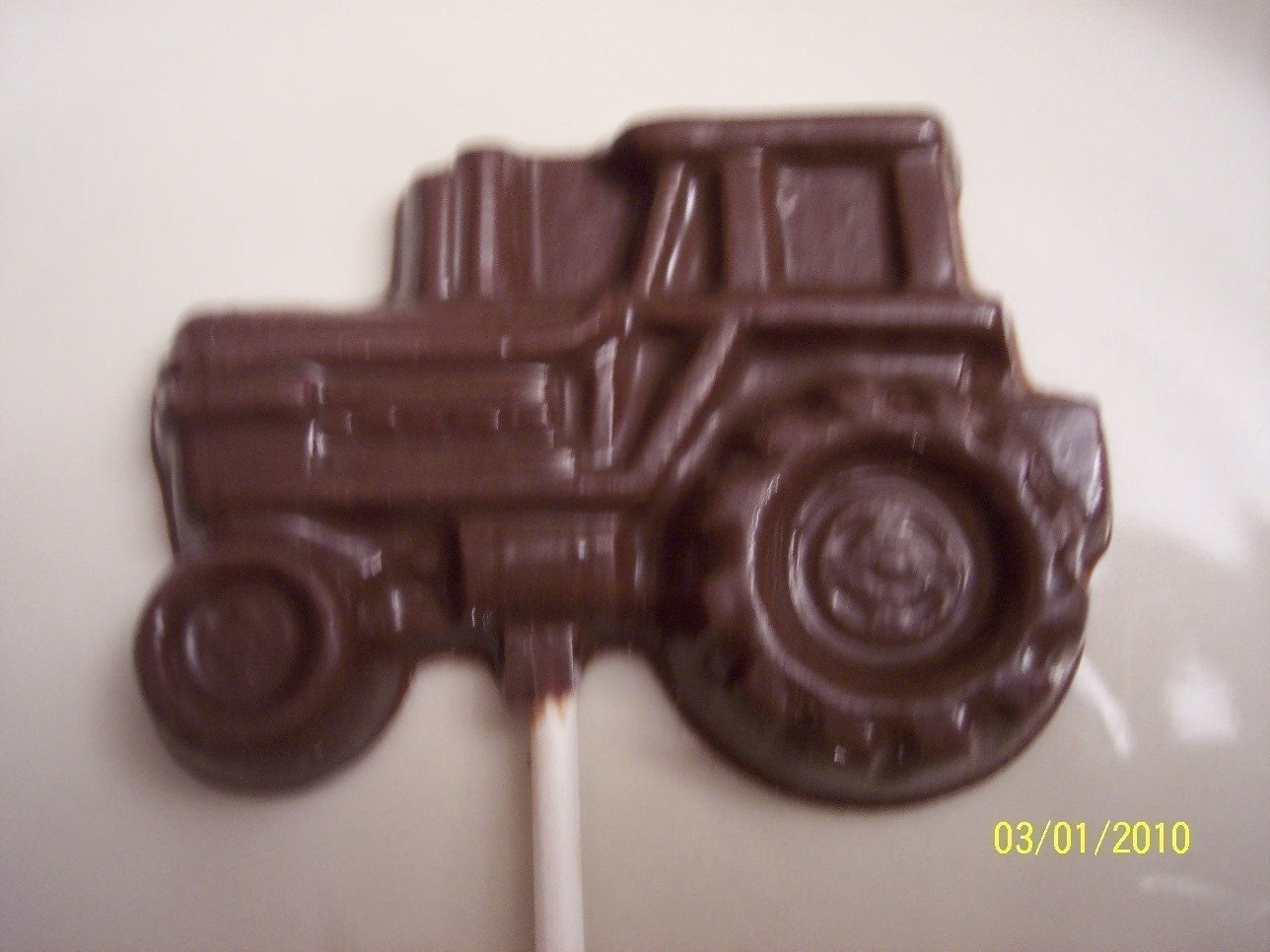 Set of 3 Milk Chocolate Lollipops Dump Truck, Bulldozer, and Tractor Construction Vehicles