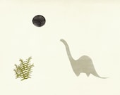 Modern Dinosaur Print Black Sun Brontosaurus
