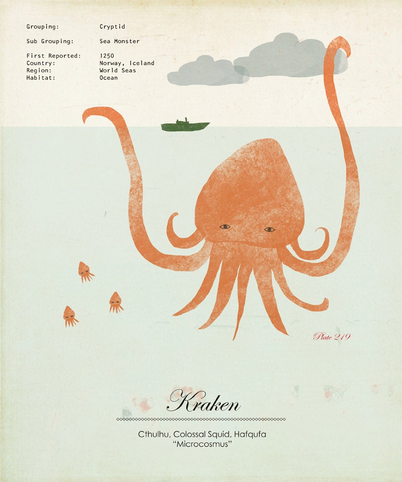 Limited Edition Cryptozoology Species Set 5"x7" 5 Prints
