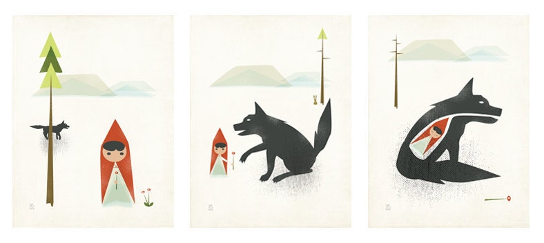 Little Red Riding Hood Mini Triptych Set