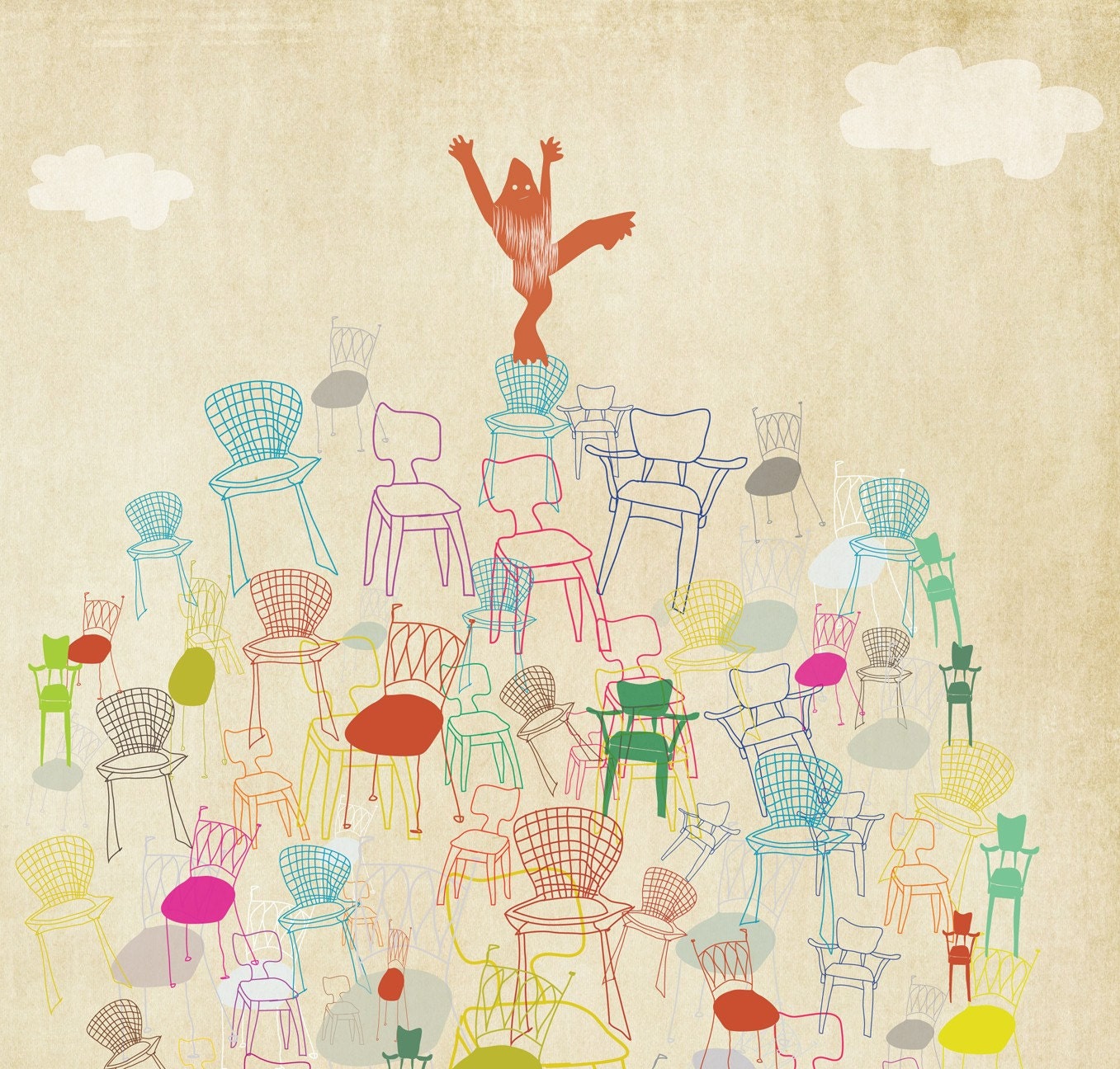Sasquatch Loves Modern Chairs Large Print
