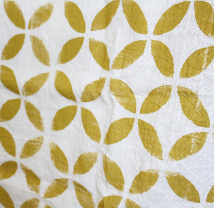 Modern Mustard Hand Printed Tea Towel Huge 30"x30"