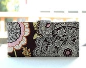 Women's Wallet   Handmade wallet in brown with lovely florals