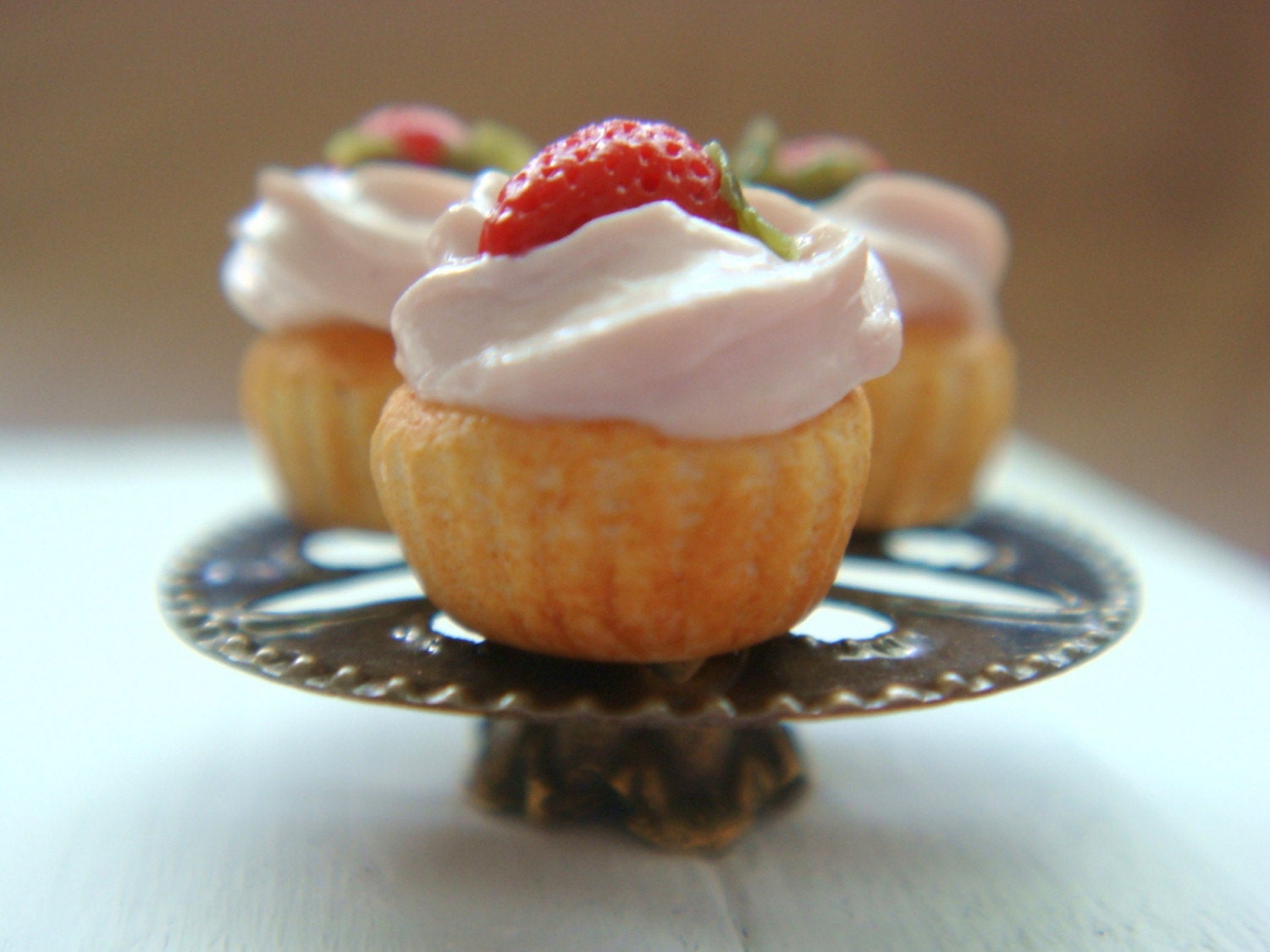1/12 Scale Miniature - Antique Brass Cake Stand