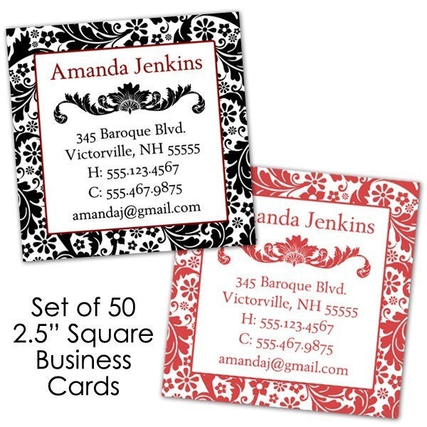 Amanda (Classic Baroque) 50 Custom Square Business or Calling Cards