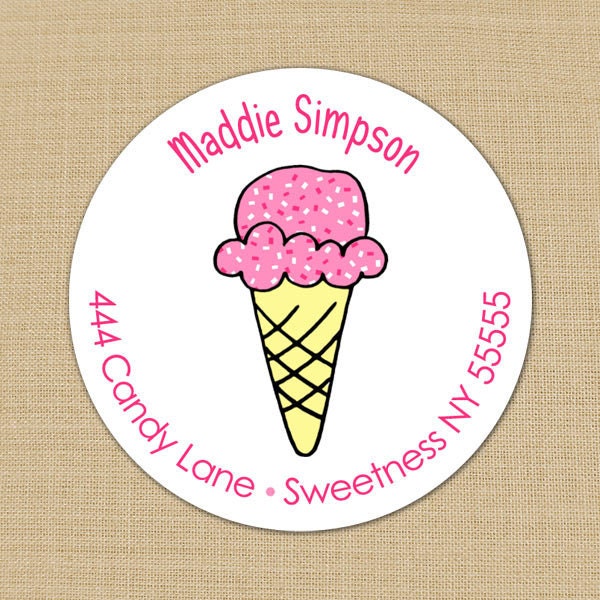 Ice Cream Cone - Custom Address Labels or Stickers