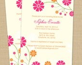 Pink & Orange Floral - PRINTABLE Custom Bridal or Baby Shower, or Party Invitation