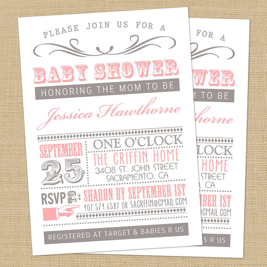 Poster Style Invitation - PRINTABLE Custom Bridal or Baby Shower, or Party Invitation