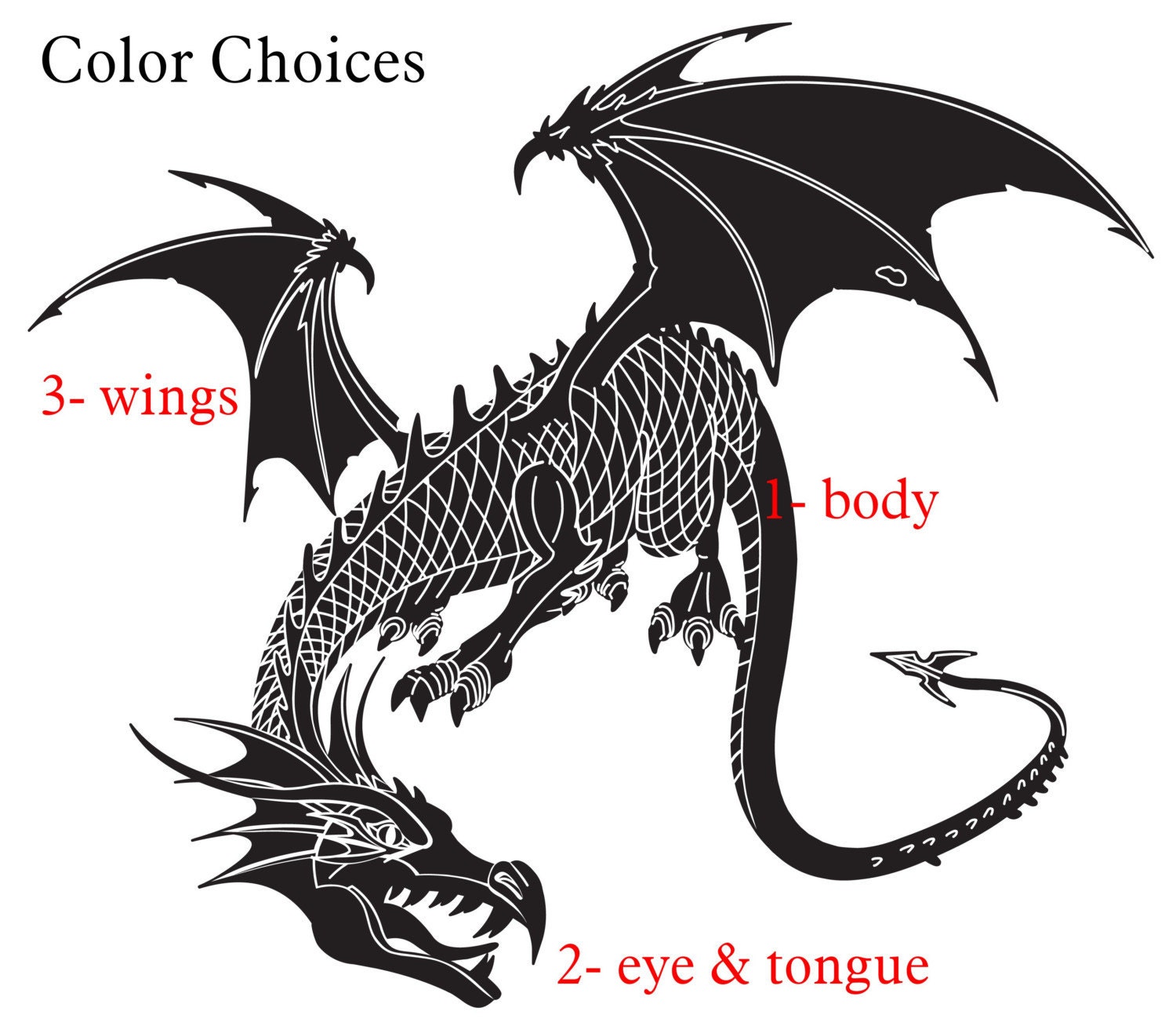 Vinyl DRAGON wall art- 3 colors