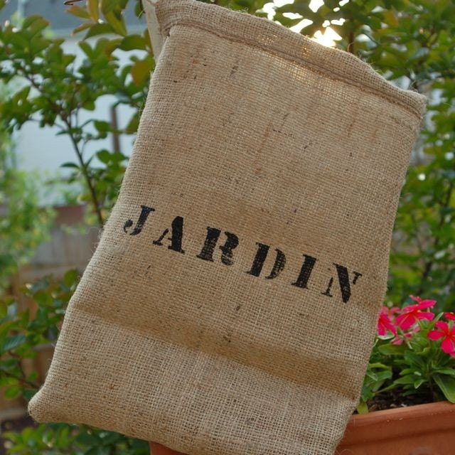 Mini Burlap bag with Jardin