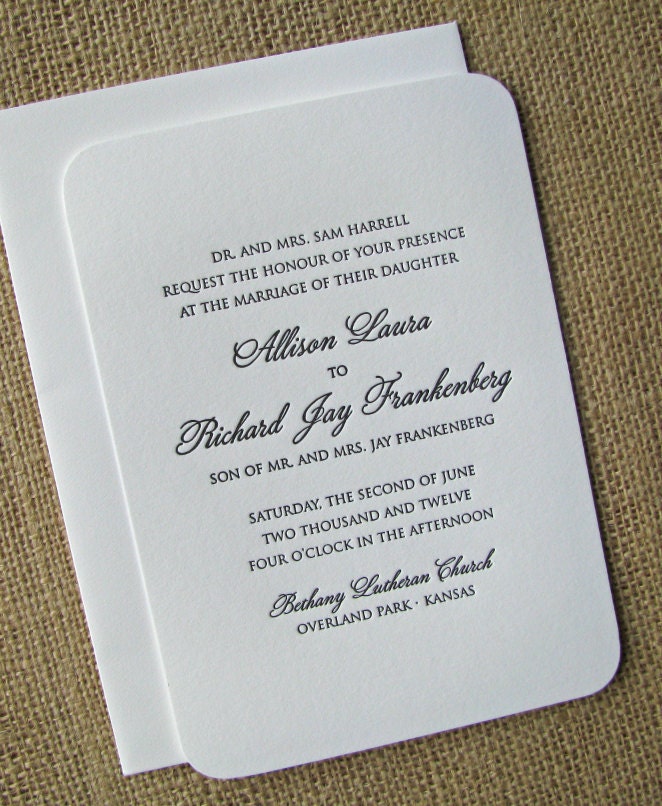 Starting at 550 dollars : bello noir letterpress WEDDING INVITATION sample