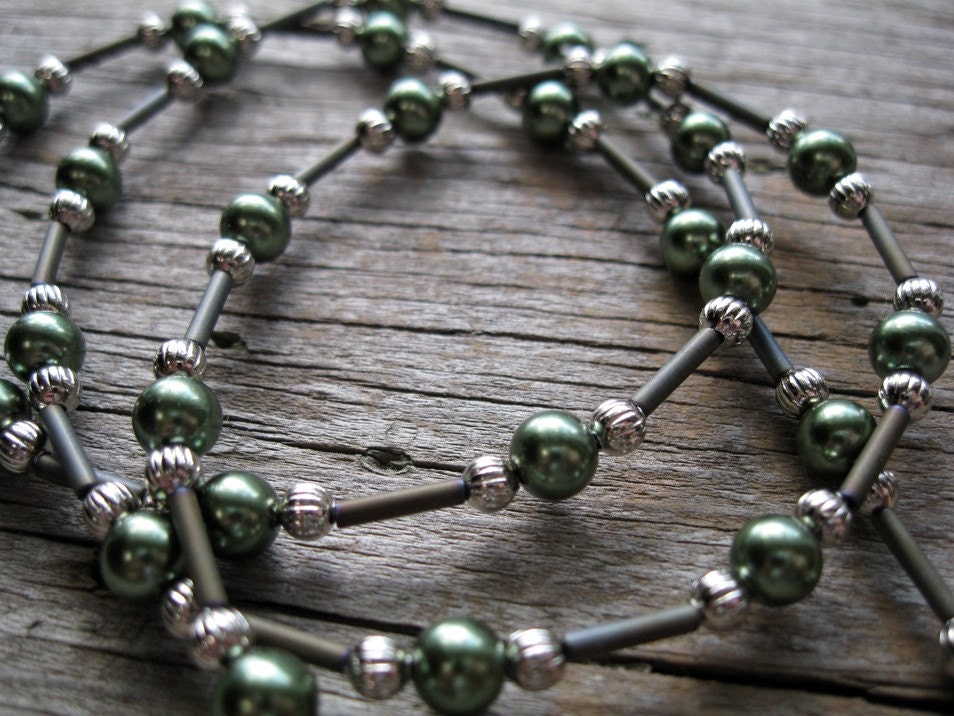 Sage Green Crystal Pearl Eyeglass Chain