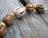 Wood Choker Necklace Brown Round Beaded Chunky