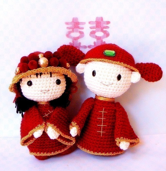 Amigurumi pattern - Chinese Wedding - 2 Crochet Amigurumi doll tutorial PDF