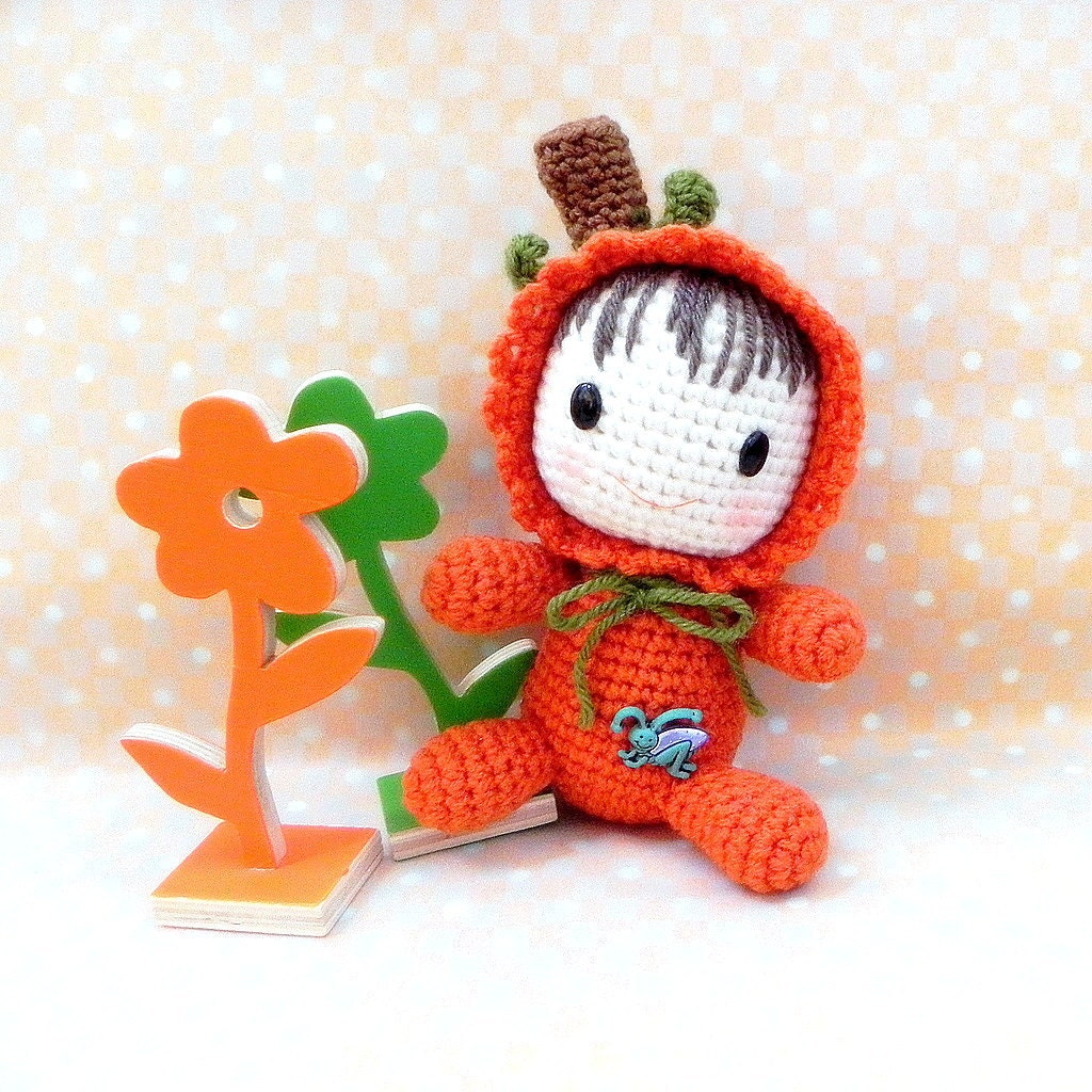Amigurumi doll pattern - Pumpkin / Madarin Baby - Crochet doll PDF