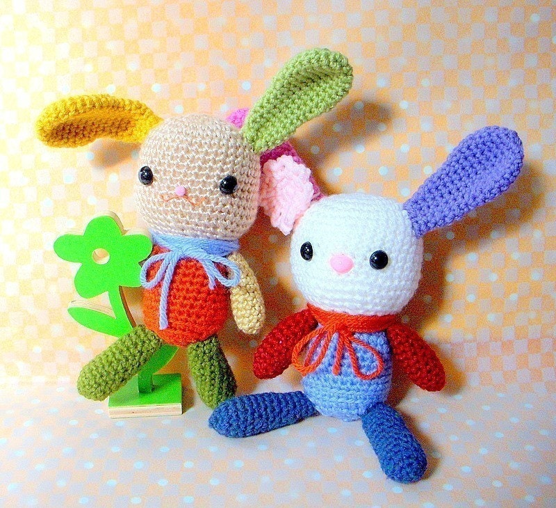 Amigurumi bunny pattern - Rainbow Bunny - Crochet animal tutorial PDF
