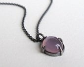 Violet Chalcedony Oval Cabochon Neck Charm