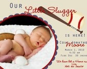 Little Slugger Custom Baseball Birth Announcement
