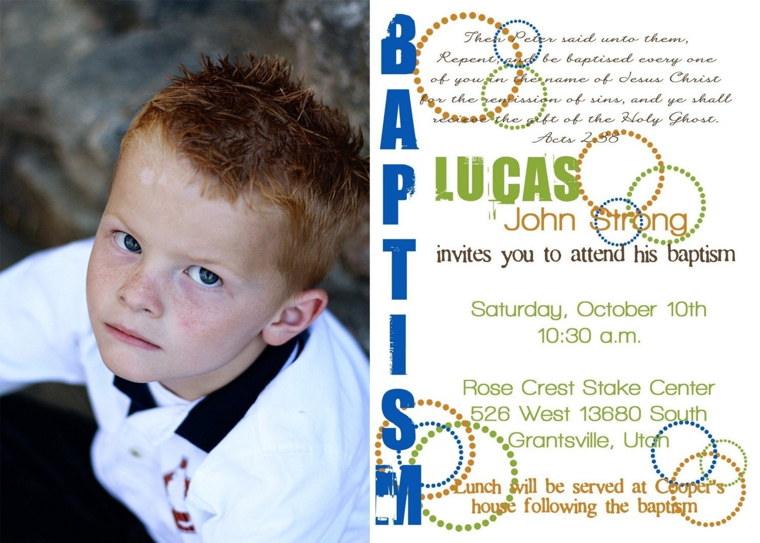 Retro  Baptism Invitation