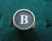 B typewriter key ring, sans serif