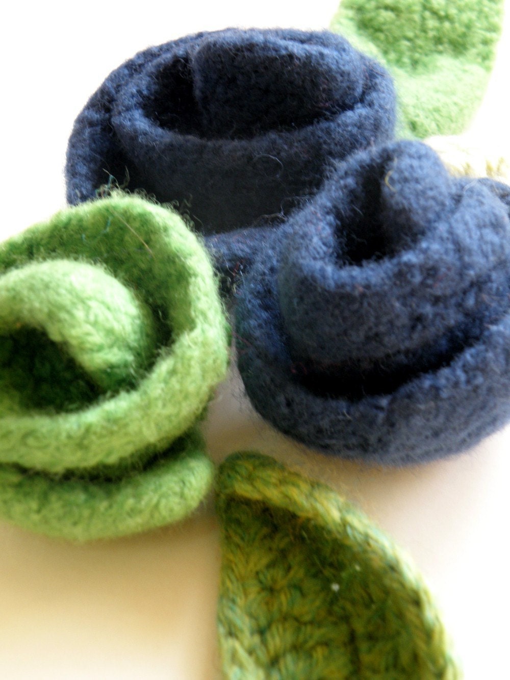 Royal Blue Felted Roses -Sky Blue  Felt Flower - Blue /fel Rose