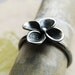Gemtsone Ring with Sculpted Flower, Stackable Jewel Set, Sterling Silver Ring, Birthstone Wedding Band, Bridal Jewelry
