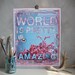 Huge 16 x 20 paper print - The World Is Pretty Amazing - inspirational artwork, pink, blue butterflies typography word art