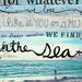 Huge 16 x 20 paper print - In The Sea - inspirational nautical e.e. cummings with teal, turquoise, blue, white and red hues