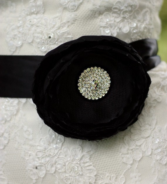 Large Signature Bloom with Rhinestones, White, Ivory, Black or Pink