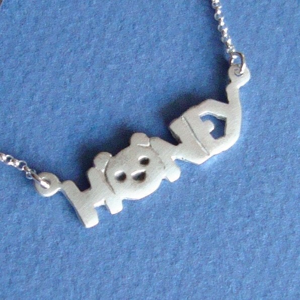 My Honey Necklace, Bear Necklace Word Sweet sterling silver Kids Teen   jewelry gift girl cute charm necklace mom  for her spring