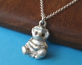 Small Hedgehog Necklace with tiny heart in sterling silver Kids Teen   jewelry gift girl cute charm necklace mom  for her spring