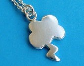 Tiny Cloud Necklace lightning bolt sterling silver Holidays Necklace  Pendant Charm Gift Girl Woman mom for her spring