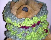 Unique chunky handknitted cowl in Irish handspun yarn: Verdure