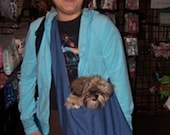 Custom made cotton/denim sling dog pet carrier bag purse sz sm choose your fabrics