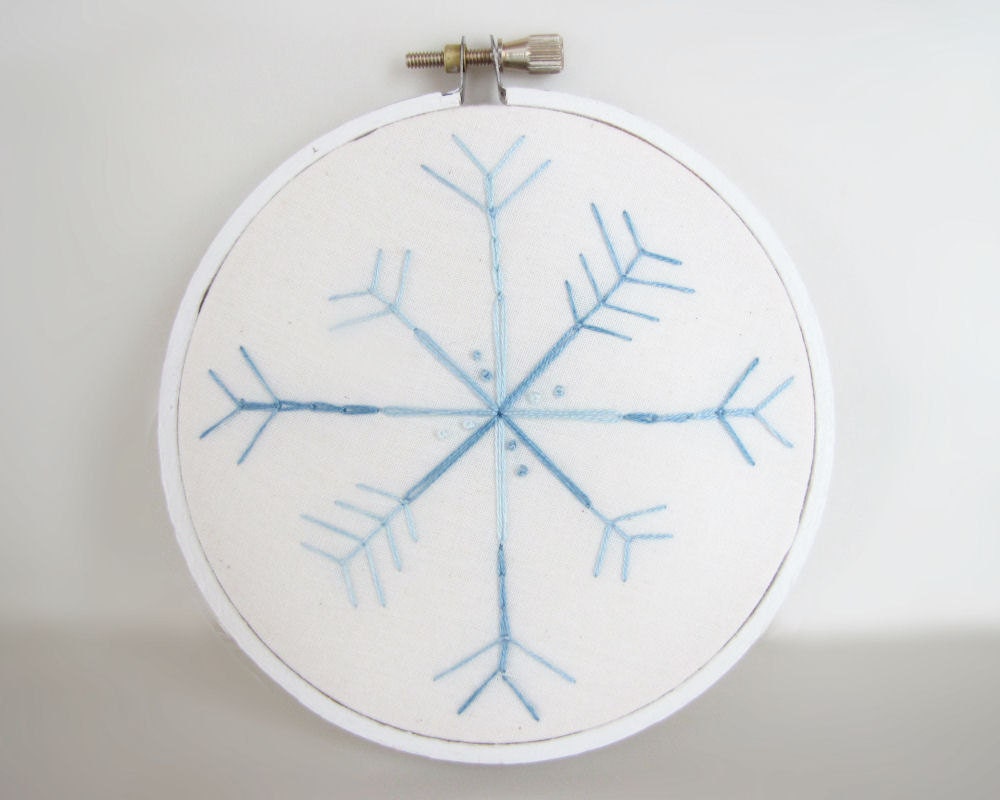 Embroidery Hoop Art - Winter Snowflake