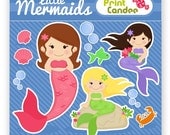 Little Mermaids - BUY 2 GET 1 FREE - Digital Clip Art - Personal and Commercial Use - scrapbooking, card making, girl, pink, purple