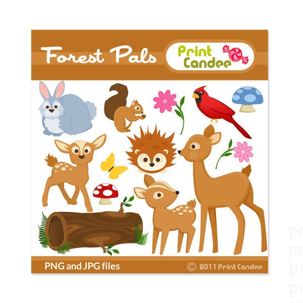 Forest Pals - BUY 2 GET 1 FREE - Digital Clip Art - Personal and Commercial Use - scrapbooking, card making, party, design elements