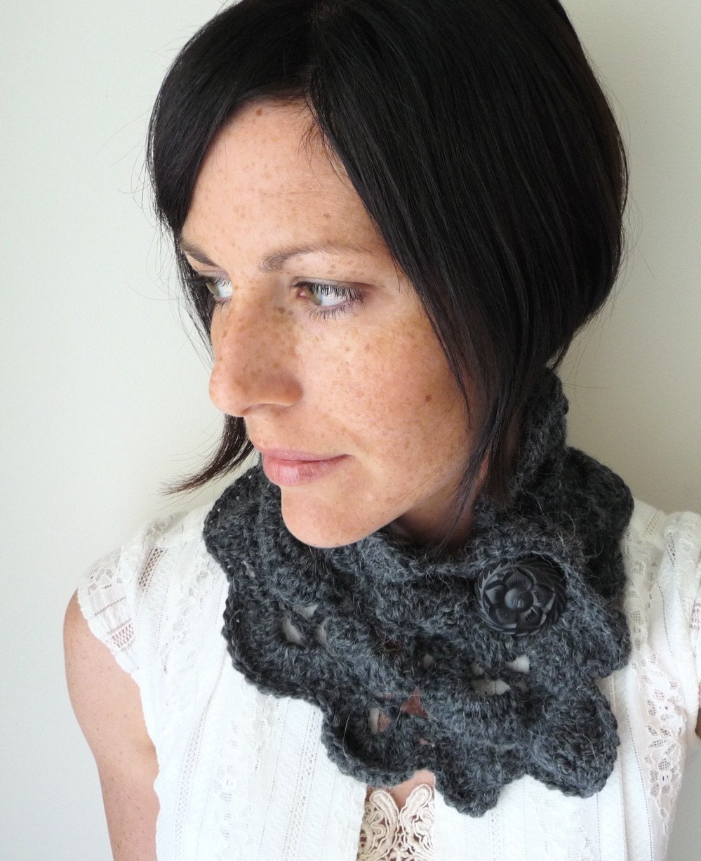 Cuzco Scarf CROCHET PATTERN scarflette button cowl for women