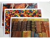 Set of 3 Candy Photo Greeting Cards- Blank Inside- FREE SHIPPING