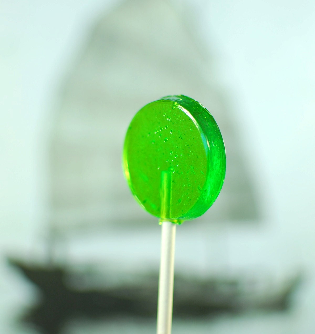 12 Vanilla Cardamom Lollipops  - gourmet hard candy suckers - green candy lollipops