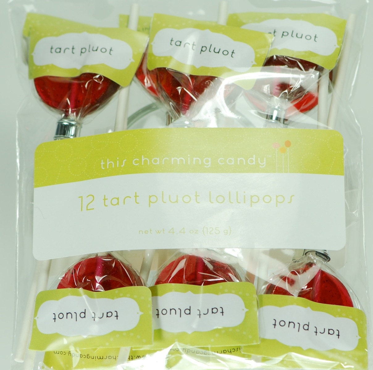 12 Tart Pluot (plum apricot) Lollipops - handmade sour hard candy lollipops