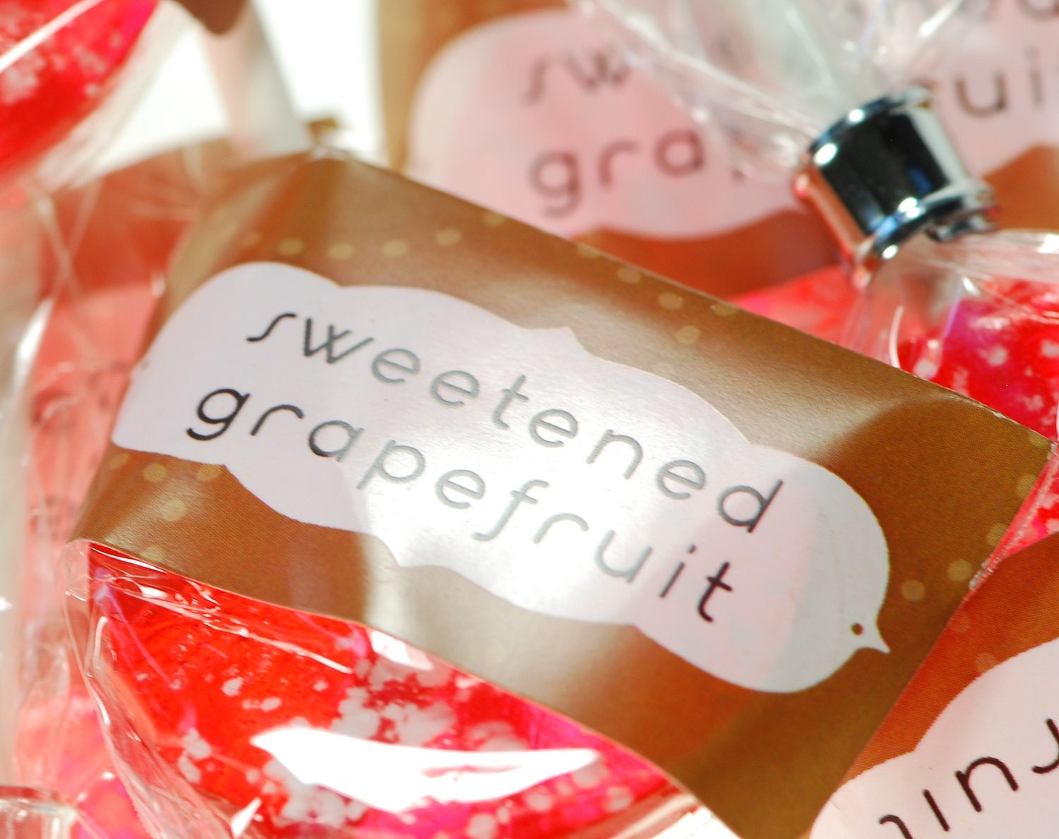 12 Sweetened Grapefruit Lollipops - Natural Flavor - hand poured, hard candy suckers in citrus pink