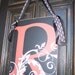 Personalized Door Hanger Sign -- 16x20 in FLOURISH INITIAL Style