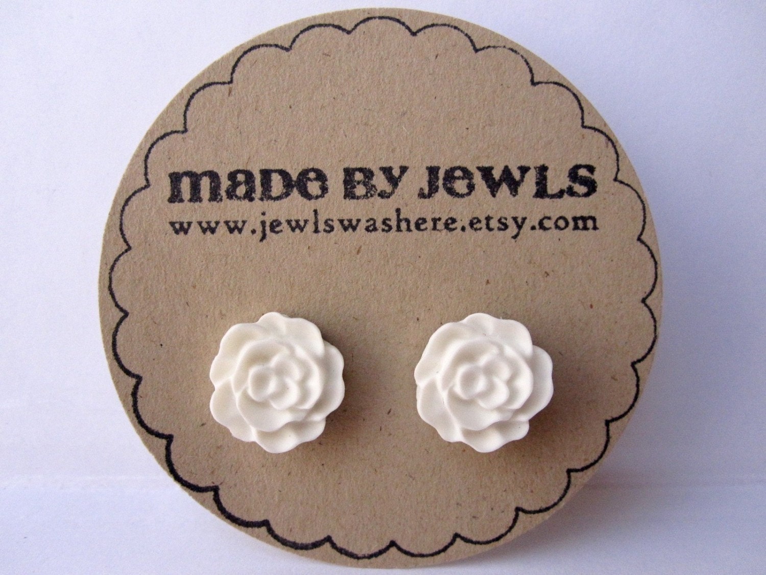 White Rose Earrings