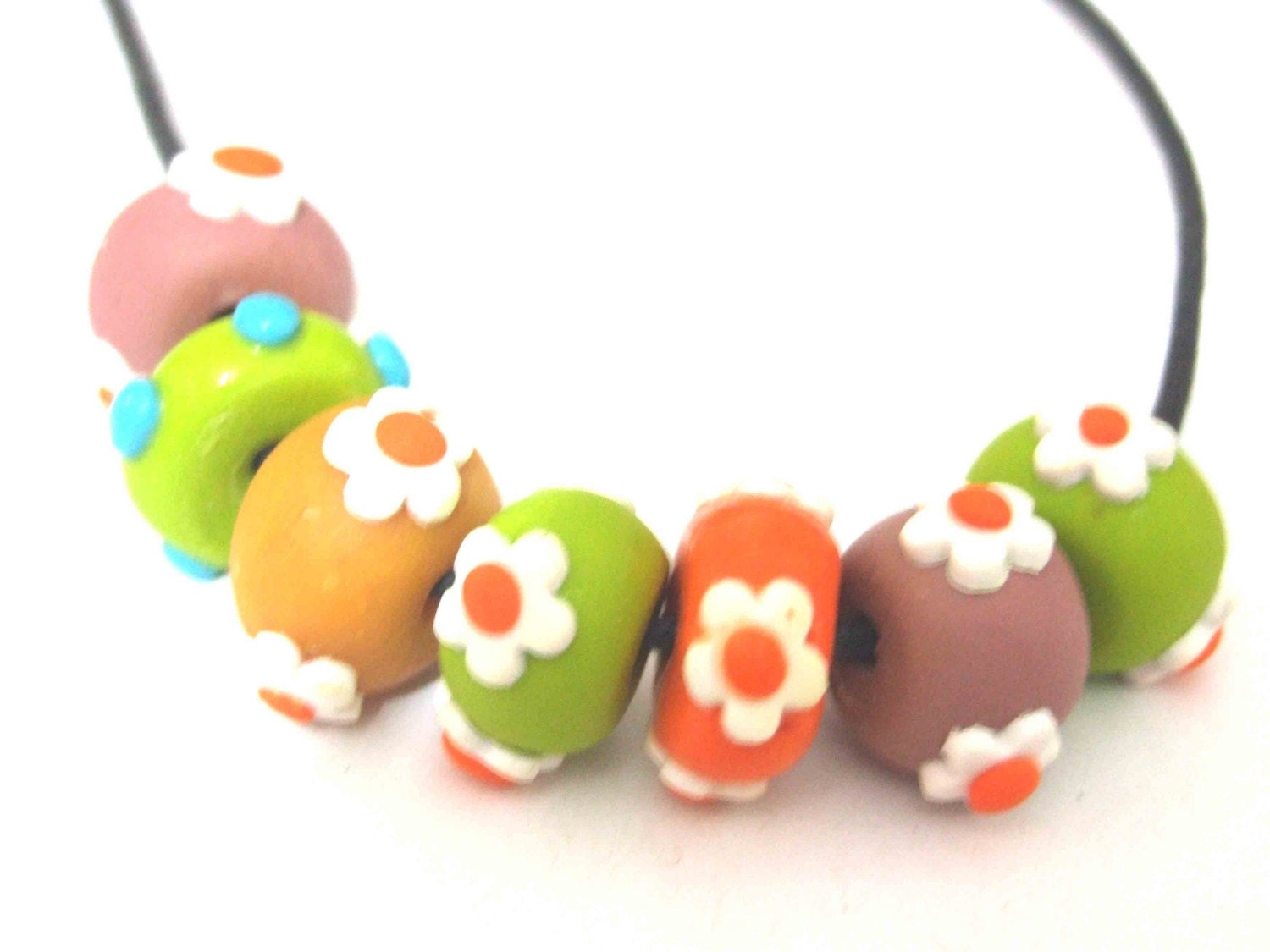 colorful polymer clay flower necklace