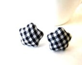 Fabric covers plaid post earrings and  adjustable ring set