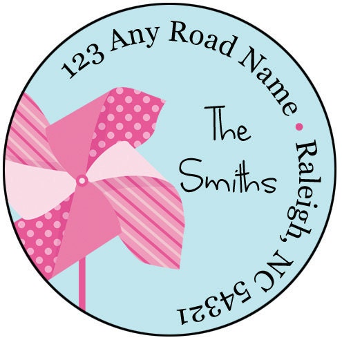 Pinwheels Address Labels or Stickers (Set of 24)
