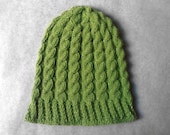Shimmery Green Cable Beanie